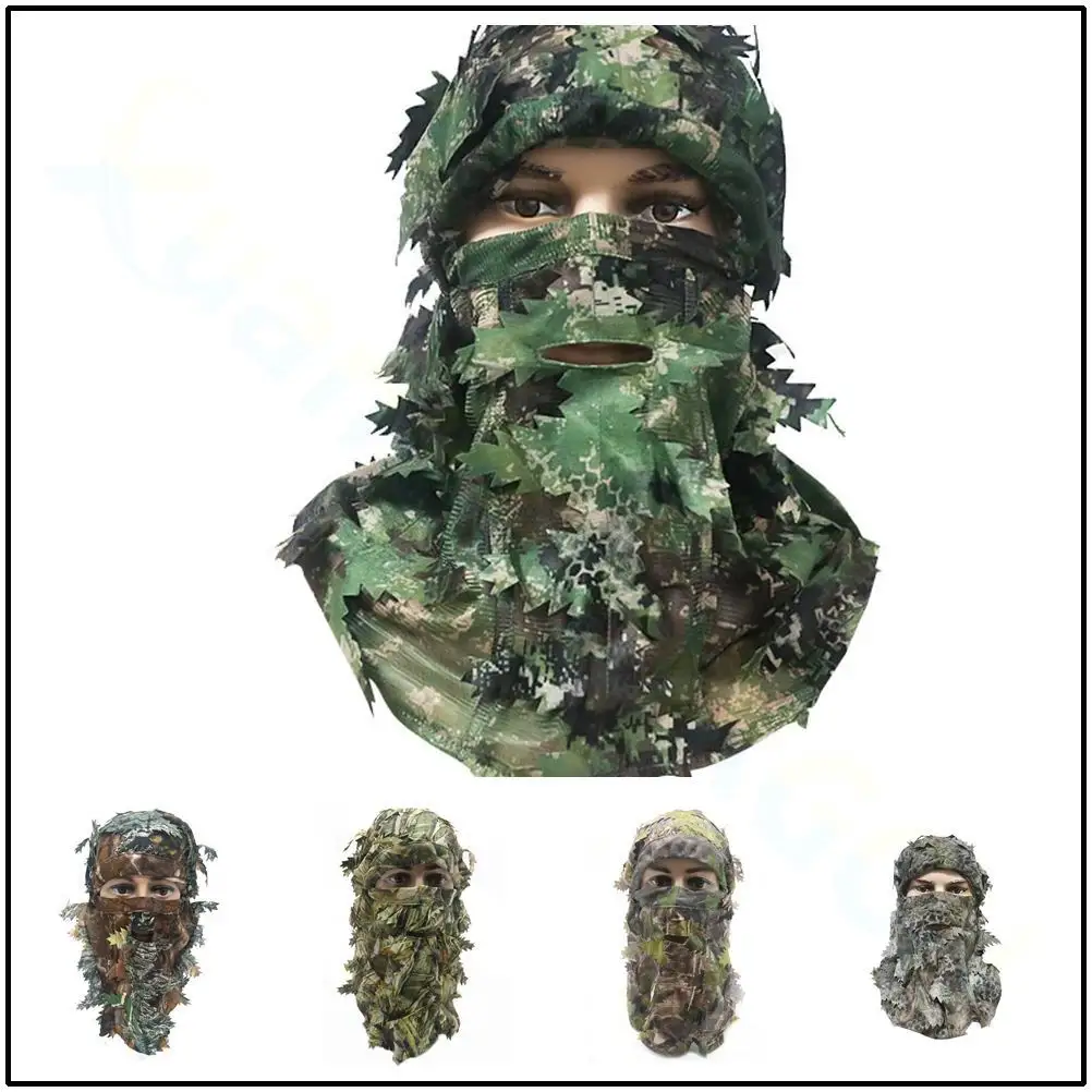 Bionic camouflage leaf headgear Sunblock mosquito repellent insect repellent fishing cap hunting mask 3D camouflage riding mask