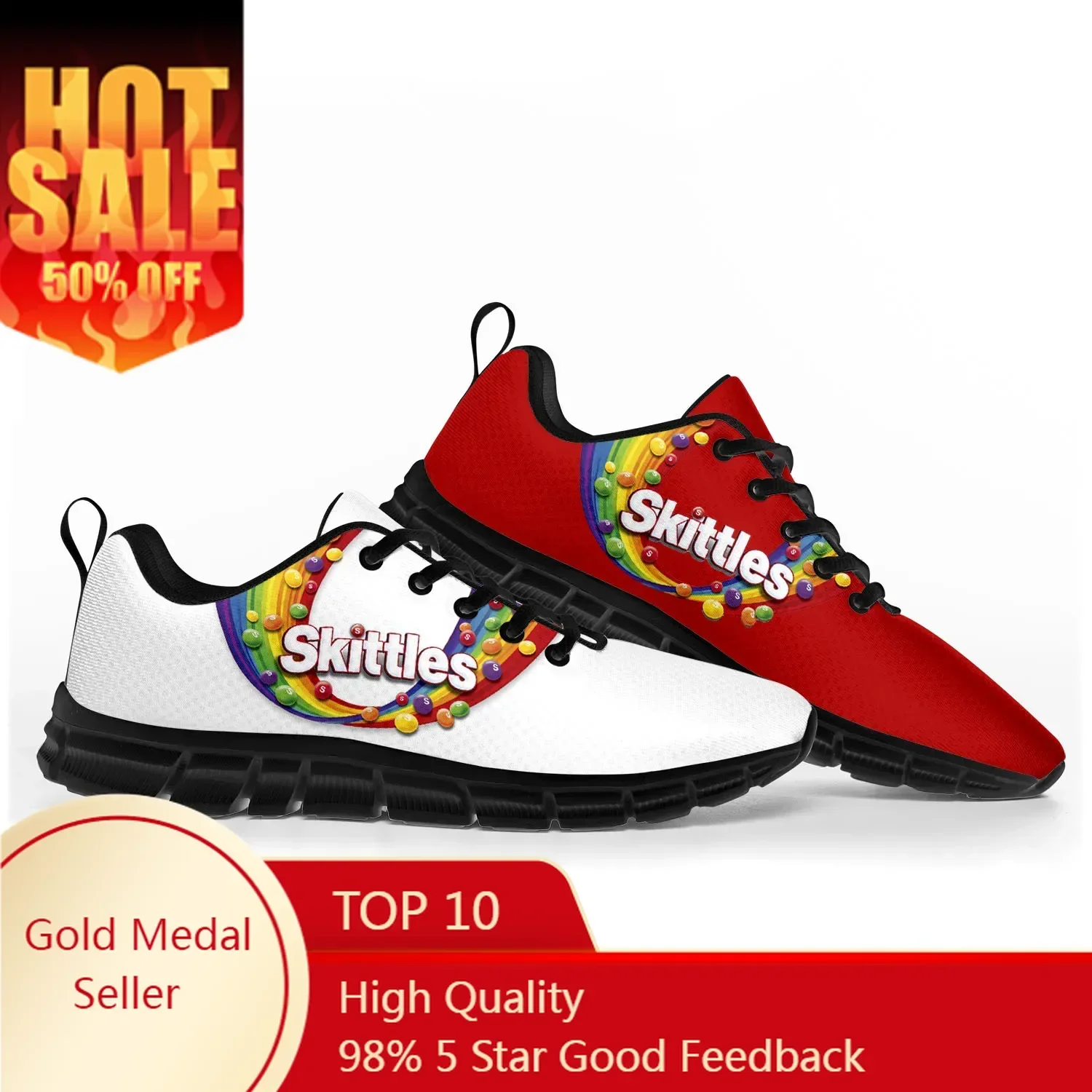 

Skittles Fruity Sports Shoes Mens Womens Customized Sneakers Casual Tailor-Made Shoe Couple