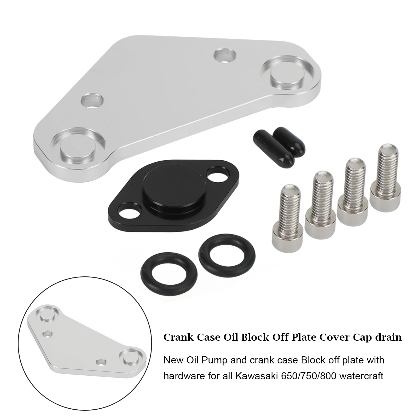 Artudatech Crank Case Oil Block Off Plate Cover Cap drain for Kawasaki 650 750  800 Watercraft