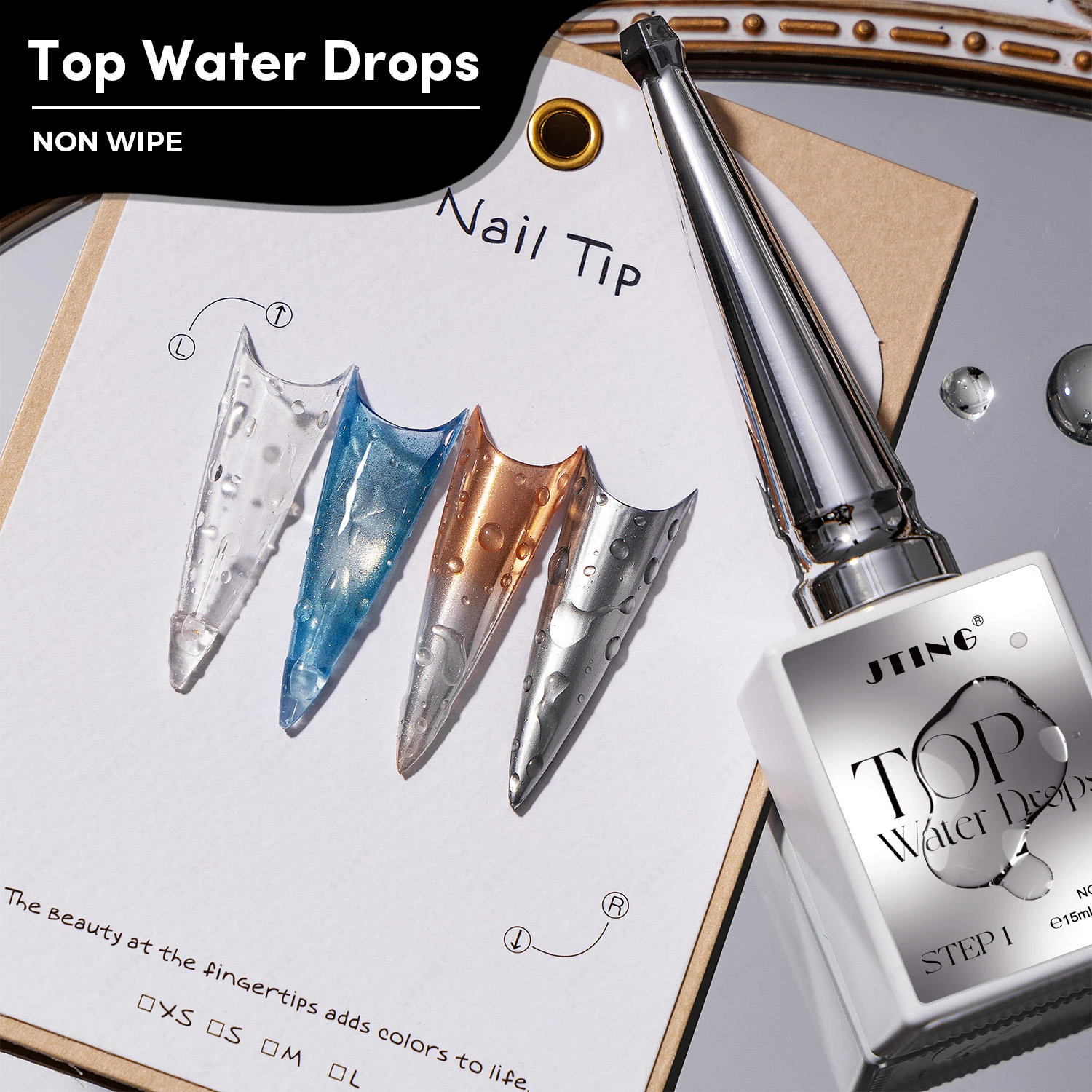 JTING 15ml Nuevo Lanzamiento Esmalte de Gel Transparente con Efecto de Gotas de Agua, Sin Necesidad de Limpiar, Efecto 3D de Gotas de Agua, Gel de Uñas Brillante UV LED