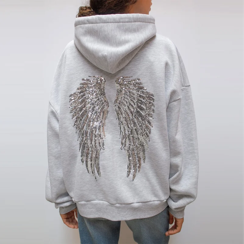 Women Free Wing Hooded Sweatshirt Pure Color Top Long Pants Clothing Suit Female 2026 New Unique Fashion Street Casual Clothes