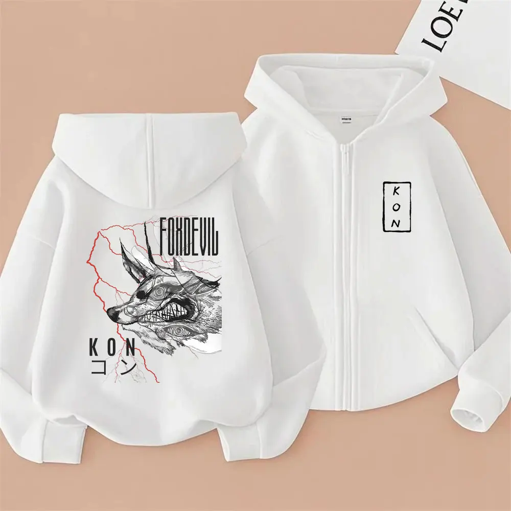 أنيمي بالمنشار رجل هاياكاوا آكي استدعاء الثعلب الشيطان كون الجرافيك قلنسوة بسحاب الرجال النساء مانغا موضة الشارع المتضخم زمم معطف