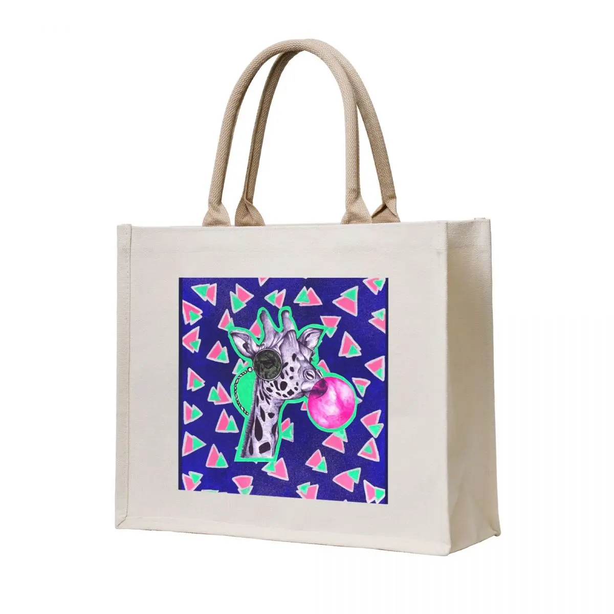 

Giraffe Monocle glass Painting Tote Bag Women's shopping bag tote bag men's Reusable bags