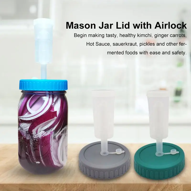 Waterless Fermenting Airlocks Lids Covers With One-way Exhaust Valves For Wide Mouth Mason Jar Sealed Lid Fermentation Tools