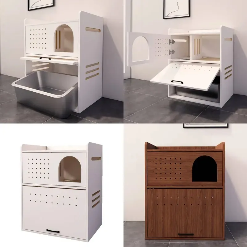 Wholesale MDF Light Luxury Wooden Side Cabinet Modern Simple Durable Living Room Storage Furniture Hidden Cat Litter Box