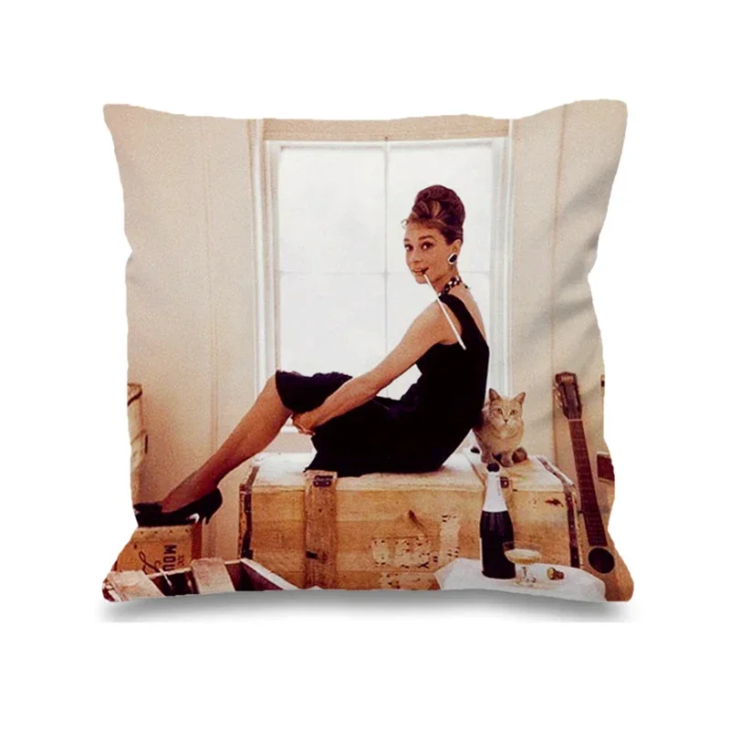 Audrey Hepburn Cushions Chair Cushion Home and Decoration Double Bed Linen Pillowcase Decor 40x40 Pillow Covers Decorative Cover