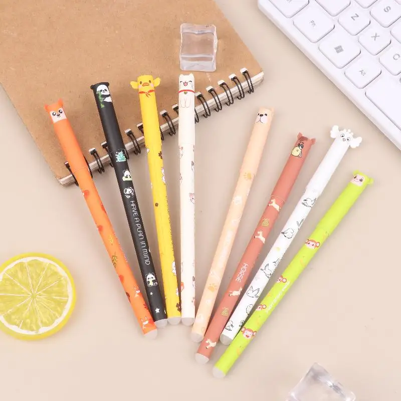 

Стираемые гелевые ручки с животными, 8 штук, милые канцелярские принадлежности, плавное письмо для офиса, школы, работы