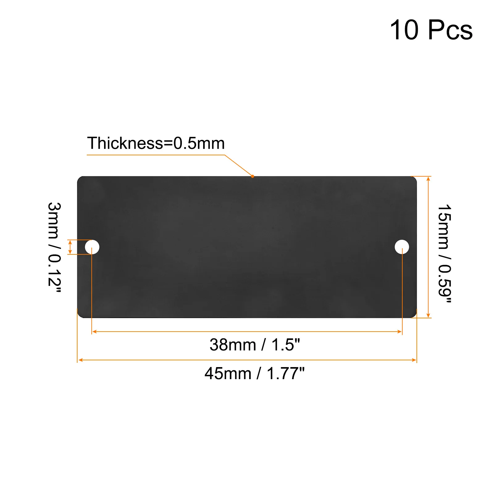 

10-25pcs Aluminium Blank Tags 45x15mm 50x22mm 80x30mm 80x40mm Engraving Blanks Card for Machine Nameplate DIY Label Tag Black