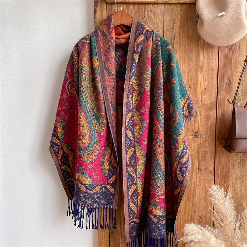 Luxury Scarf Cashmere Pashmina 2023 Winter Fashion Shawls and Wraps Female Bufanda Brand Print Thick Warm Scarves