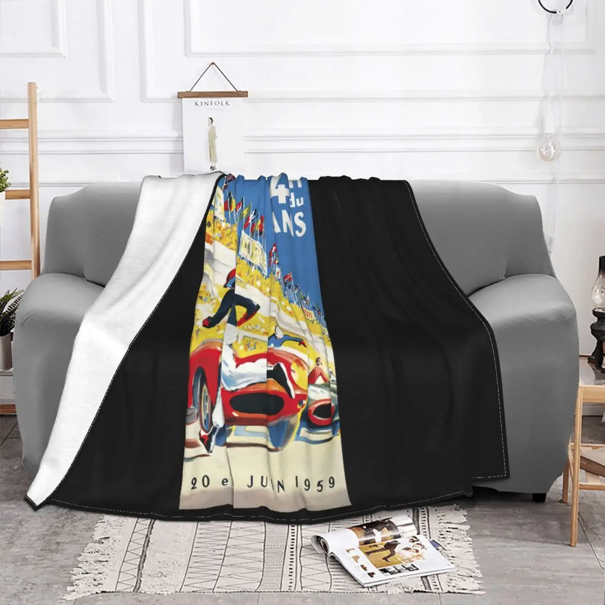 24 Hours Of Le Mans Vintage Race Graphic Cafe Racer Hot High Quanlity Popular Style Hipster Throw Blanket