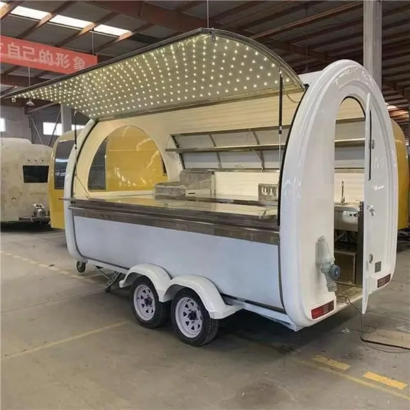 

Round Food Truck Trailer Street Mobile Food Trailers for Sale Hot Dog Cart for Commercial Use