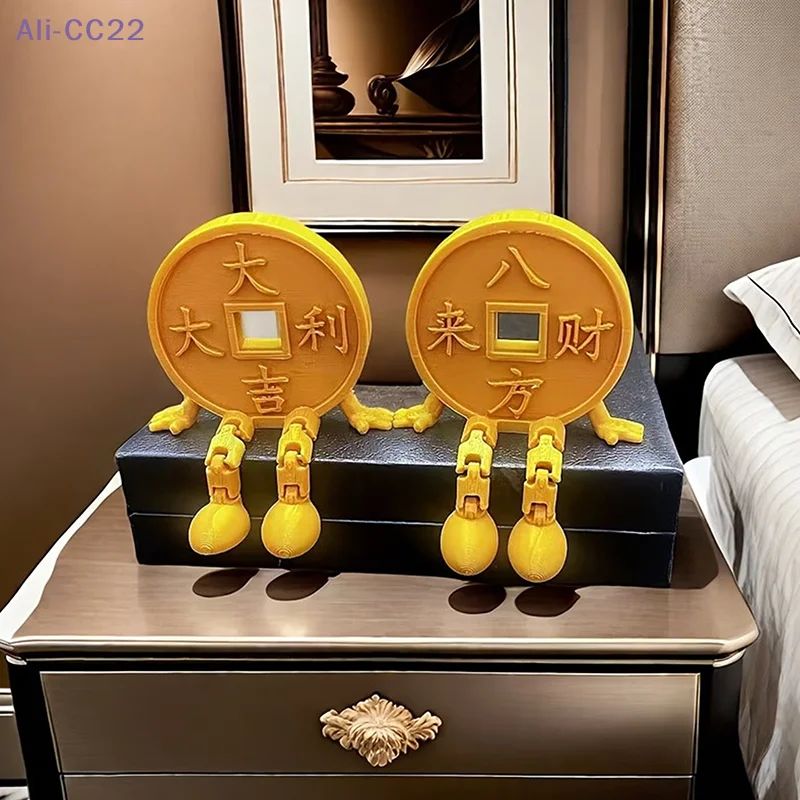 

{CC22} 【CC22】Креативная статуэтка в виде старинной монеты, приносящая благополучие и богатство, золотая монета-талисман, благоприятное украшение, декор для дома и рабочего стола, подарок