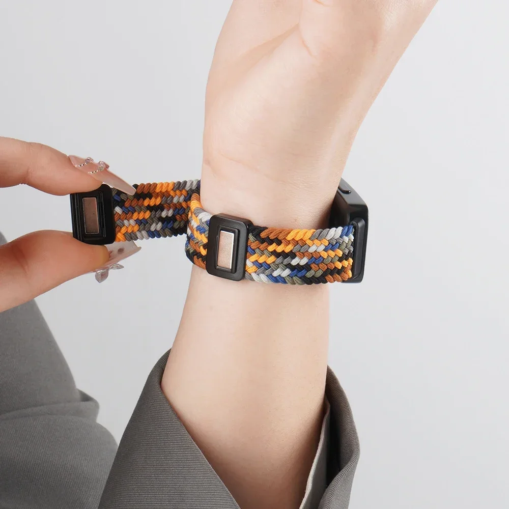 حافظة PC + حزام حلقة مضفر من النايلون لهاتف هواوي باند 10 9 8 سوار معصم مغناطيسي لهاتف هواوي باند 10 9 غطاء شل حزام الساعات