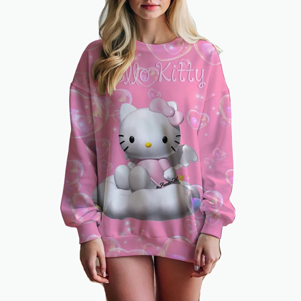 Streetwear Hoodies HELLO KITTY Printed Women Sweatshirt Autumn Winter Long Sleeve Harajuku Pullovers Hooded Sweater sudadera