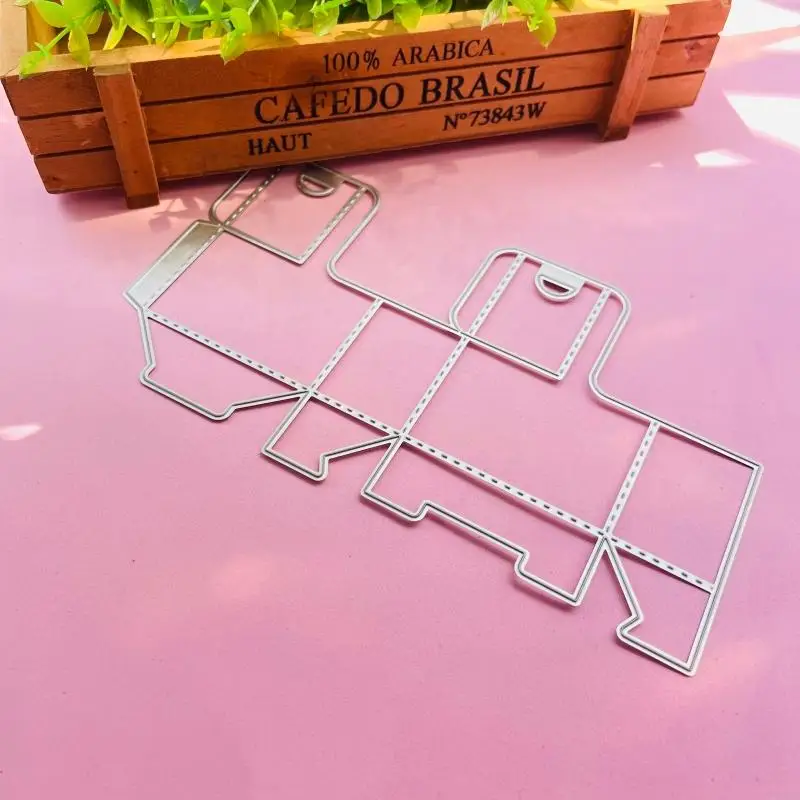 KX4B 3D Hanging Hook Candy Gift Box Stitched Metal Cutting Dies Stencil DIY Folding for Case Embossing Scrapbooking Template