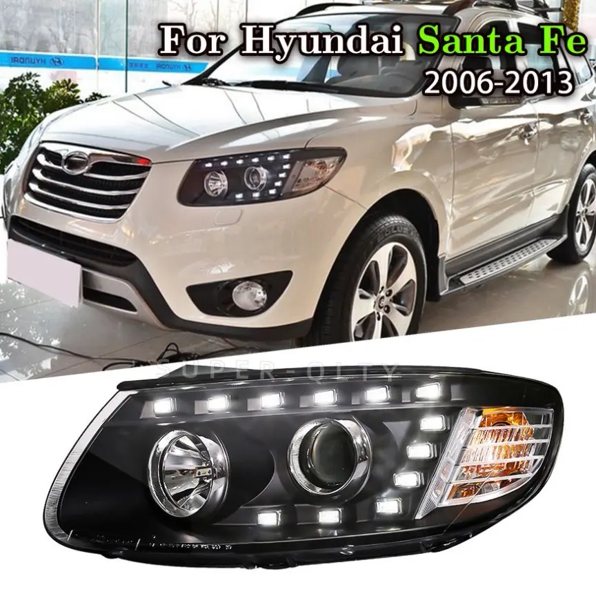 Eagle Eyes for Hyundai Santa Fe 2006 2007 2008 2009-2013 Headlights Assembly LED Projector Lens Head Lamp Wiht ECE Certification