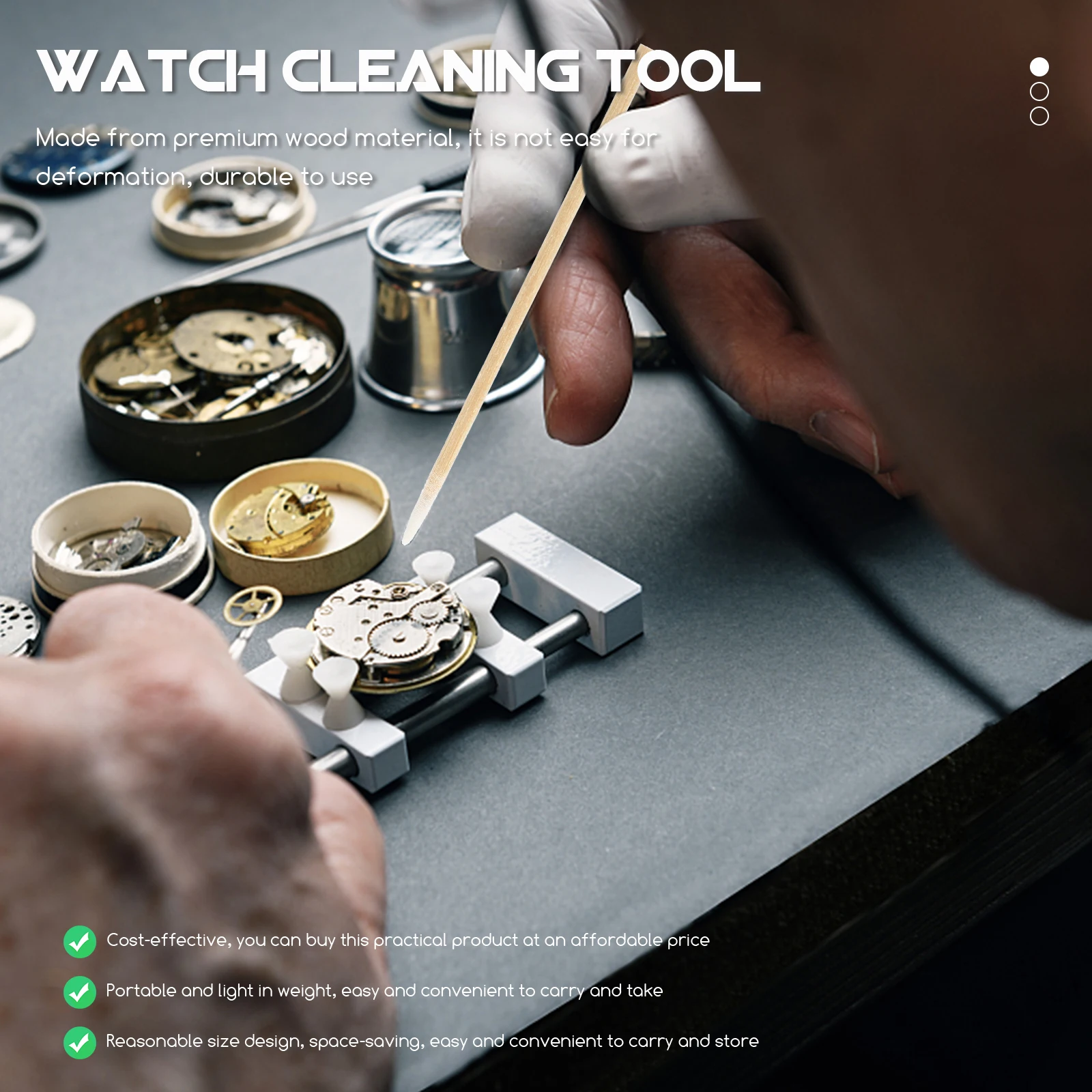 

3 Bags Watch Dial Cleaning Swabs Wood Cotton Sticks Small Hole Repair Tools Lightweight Storage