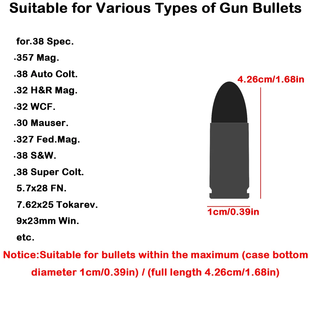 100 Rounds Tactical Bullet Box Pistol Ammo Case for .38 Spec/.38 Super/.38 SW/.32 HR/.357 Caliber Ammo Hunting Gun Accessories