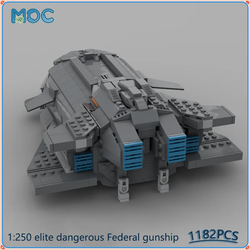 1:250 Scale Elite Dangerous Federal Gunship Spaceship MOC Building Blocks DIY Assemble Bricks Space Collection Toys Gift 1182PCS