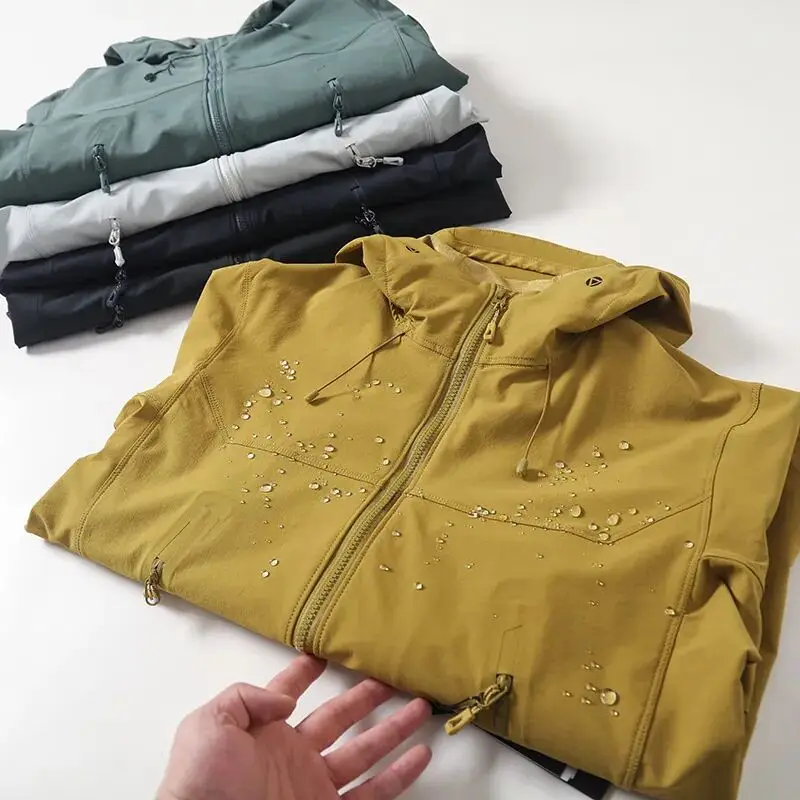 

Men's Outdoor Windproof Waterproof Sports Casual Hooded Jaet Spring 2026 New Sle Stand Fit Long Sve Zipper Closure