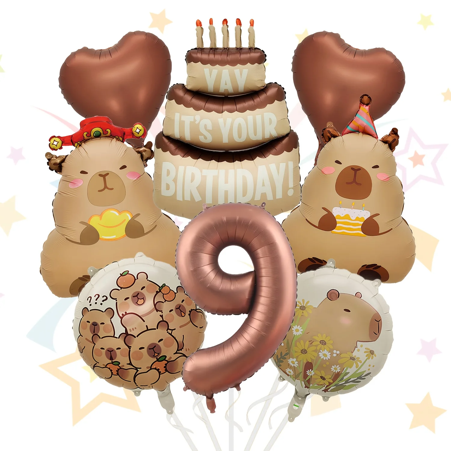 1 Set Cartoon-Tier Capybara-Thema Geburtstagstorten-Ballon-Banner Kinderparty-Dekorationen Zahlen-Folienballon Babyparty-Geschenke
