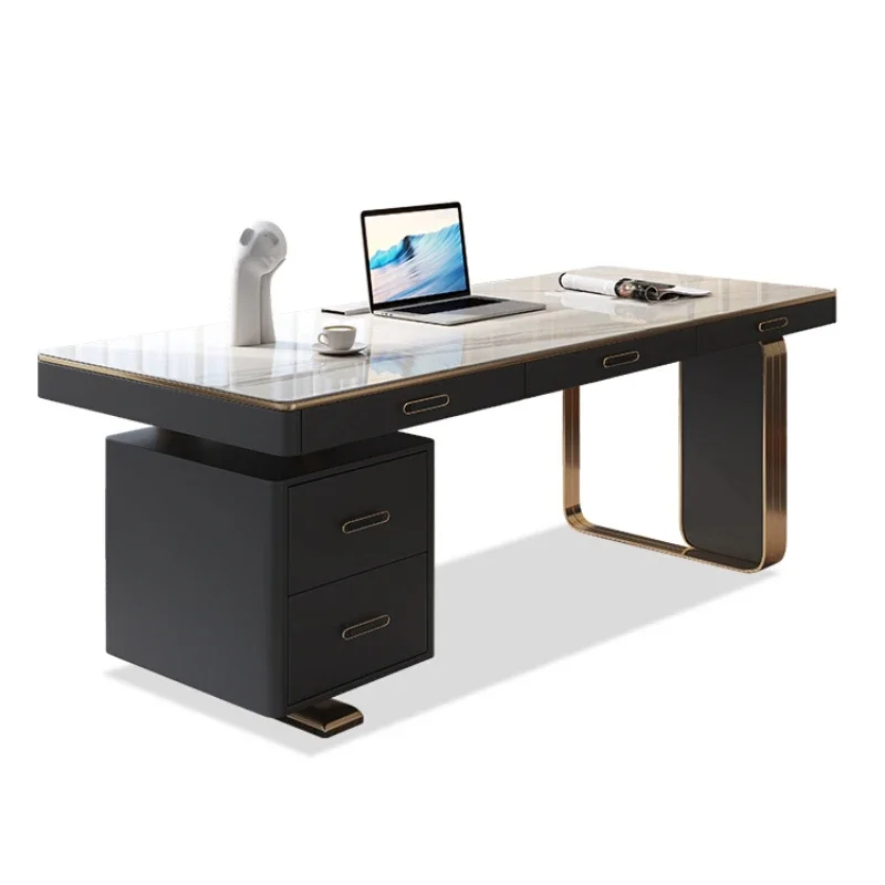 

Modern Simple High-Grade Desk Italian Light Luxury Stone Plate Small Apartment Office