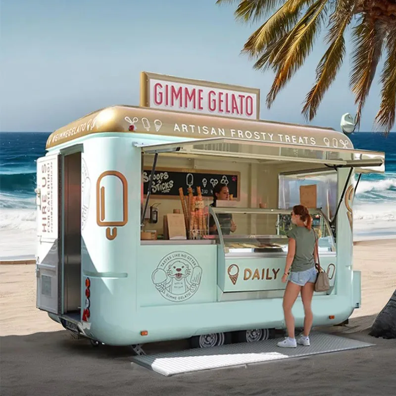 

yu-Factory Price Mobile Food Cart Food Trailer with Cooking Equipment for Ice Cream Snack Hotdog Candy Chips&