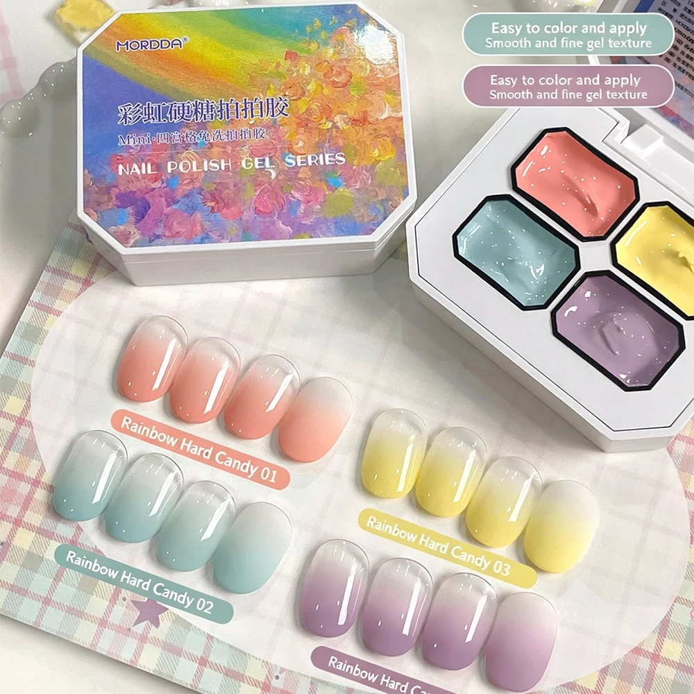 4‑Color Patting Nail Gel Palette, Macaron Candy Solid Nail Gel, Gradient Stamping UV Gel For DIY Nail Art Manicure - view 5