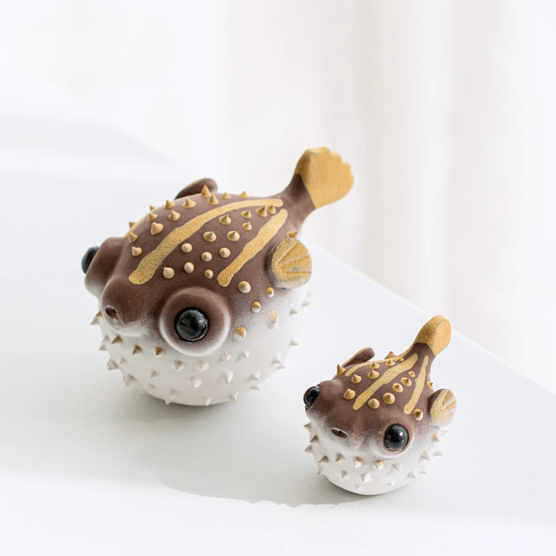 

Small Puffer Purple Sand Tea Pet Can Raise Creative Tea Play Tabletop Decoration Simple Household Mini Cute Handmade Decorations