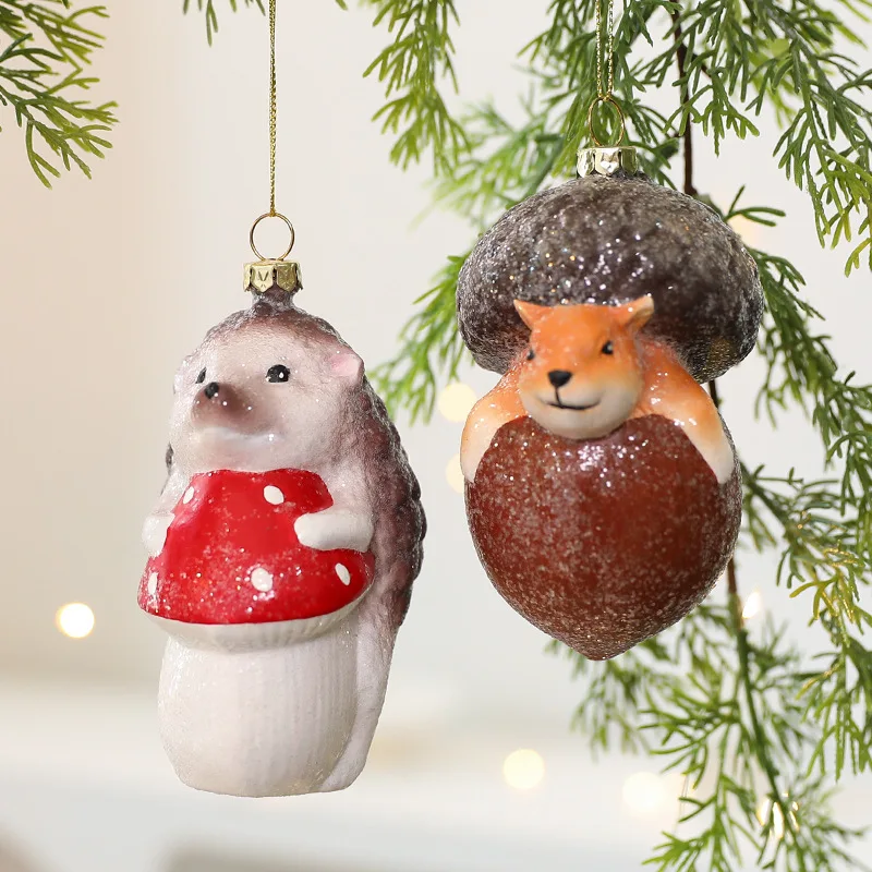 

2Pcs Hot Sale Shaped Christmas Ball Fox Hanging Christmas Decoration Christmas Tree Hedgehog Hanging Decoration