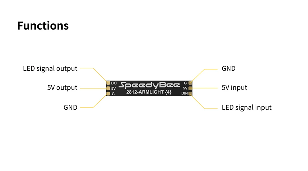 SpeedyBee LED Light 2812 LED Arm Light RGB Arm Light Strip Programable Two Ways to Connect 4PCS 2812 Arm LEDs For 2812 Aircraft