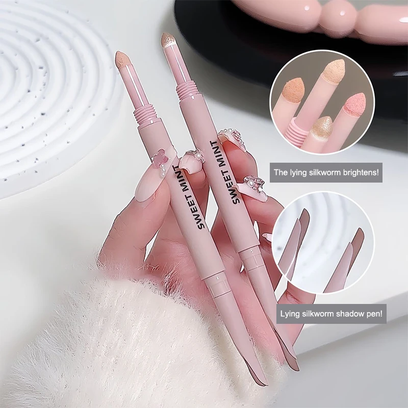 Menisco Double-end sdraiato baco da seta matita eyeliner perlescente opaco nudo rosa evidenziatore penna ombra illuminante trucco occhi