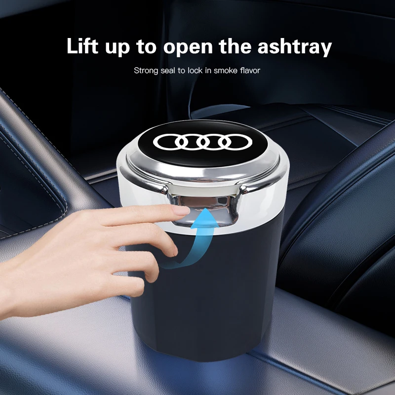 Car Ashtray Cup LED Light Ashtray Holder Auto Accessories For Audi Sline A1 A2 A3 A4 A5 A6 A7 A8 Q1 Q2 Q3 Q4 Q5 Q6 Q7 Q8 TT RS3