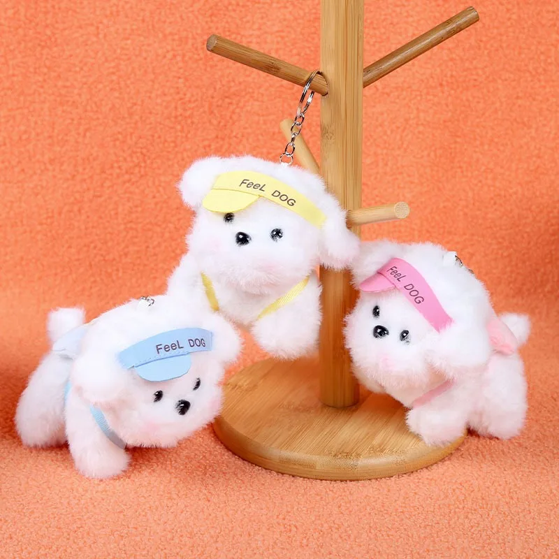 Stuffed Animals Plush Tourist Group Dog Doll Pendant White Dog Color Hat Soft Kawaii Cadeau Maitresse Ecole Present for Friend