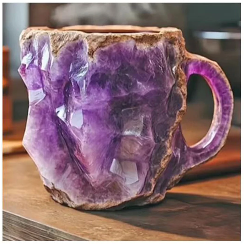 1PC Multi-Colored Mineral Crystal Coffee Mug，Natural Mineral Crystal Mug， Colorful Crystal Christmas Mugs,Christmas Gift New