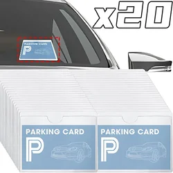 Car Windshield Transparent Card Holder Parking Pass Label Set Portable Adhesive Protective Film Cards Identification Card Holder