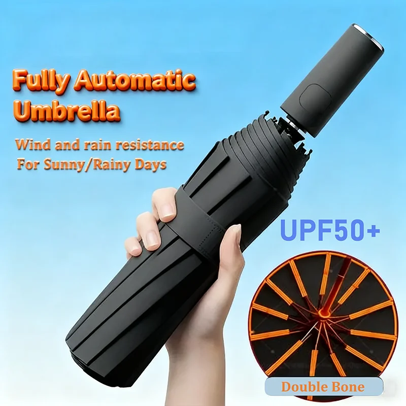 

24 Bone Folding Umbrella Fully Automatic Double Bone SPF 50 UV Protection Rain Resistance Wind Resitance Umbrella
