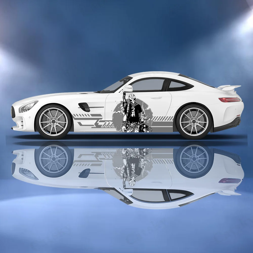 

Colored Skull Punk Boy Sticker Full Body Floral Decoration Cover Scratch Protection Car Sticker Waterproof car vinyl wraps