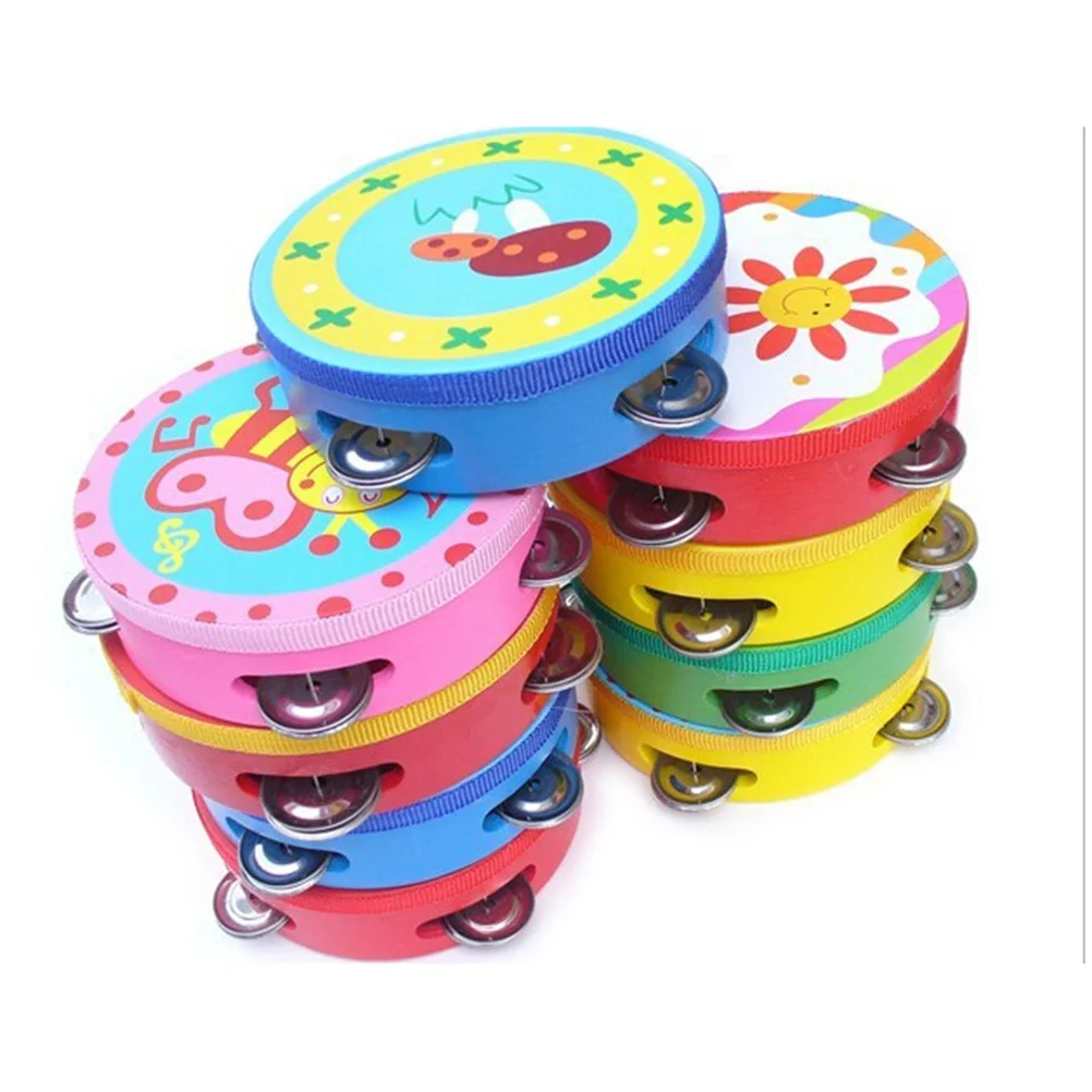 

1pcs 10Cm Wooden Baby Handbell Cartoon Animals Pattern Kids Musical Instrument For Arm Exercise Coordination Development Child