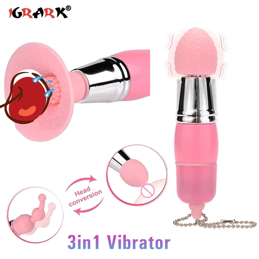 3In1 Mini Vibrator Clitoris Stimulator G Spot Masturbation Oral Licking Nipple Sucker Massager Adult Sex Toys Vibrator for Women