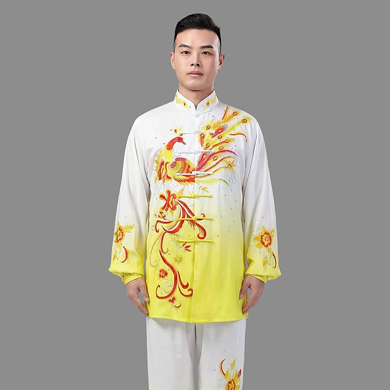 Women's Unisex Tai Chi Suit Phoenix Embroidery Professional Baduanjin Martial Arts Performance & Competition Wear