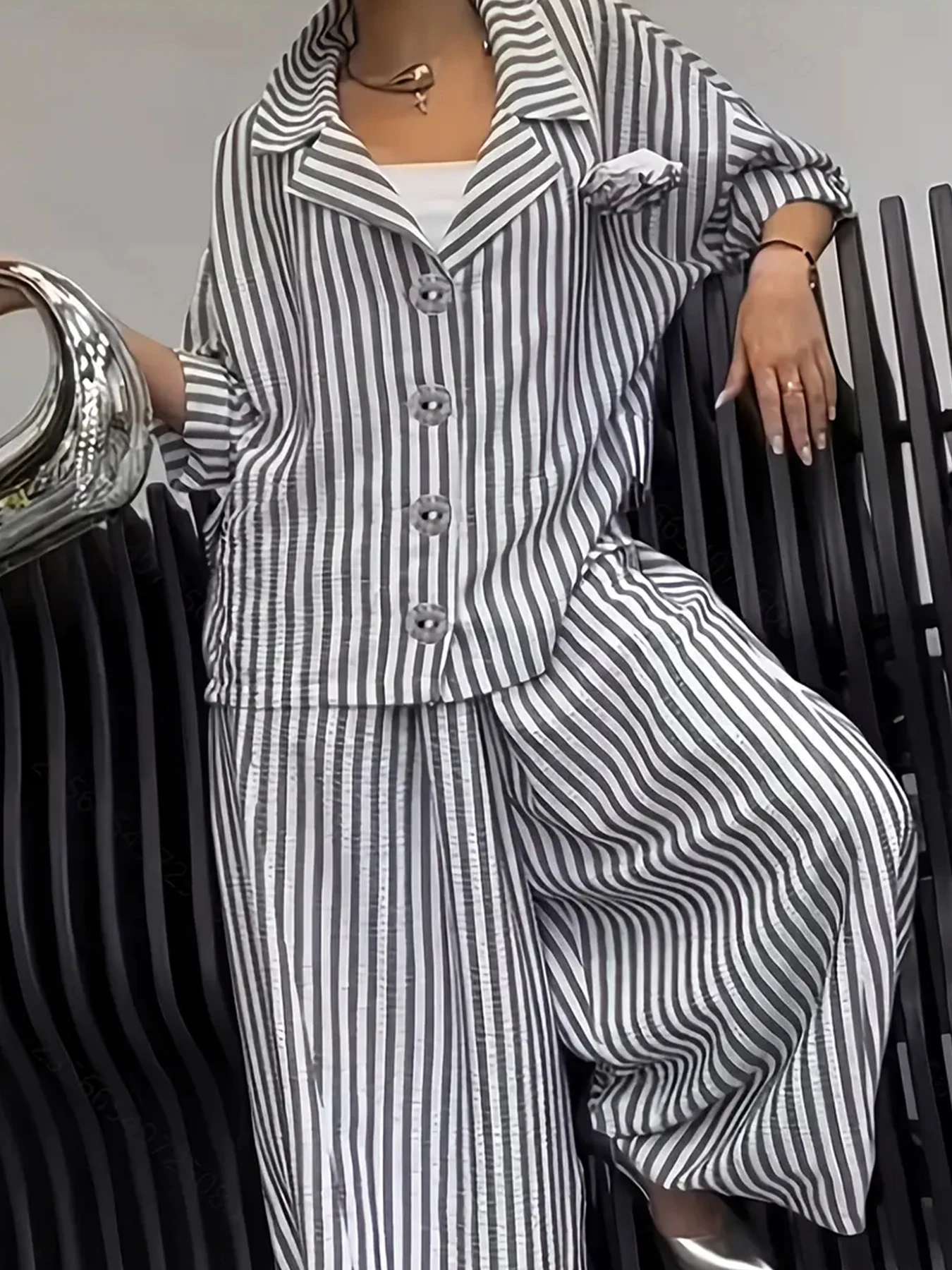 

Новый женский повседневный комплект из двух предметов: топ с длинными рукавами и широкие брюки