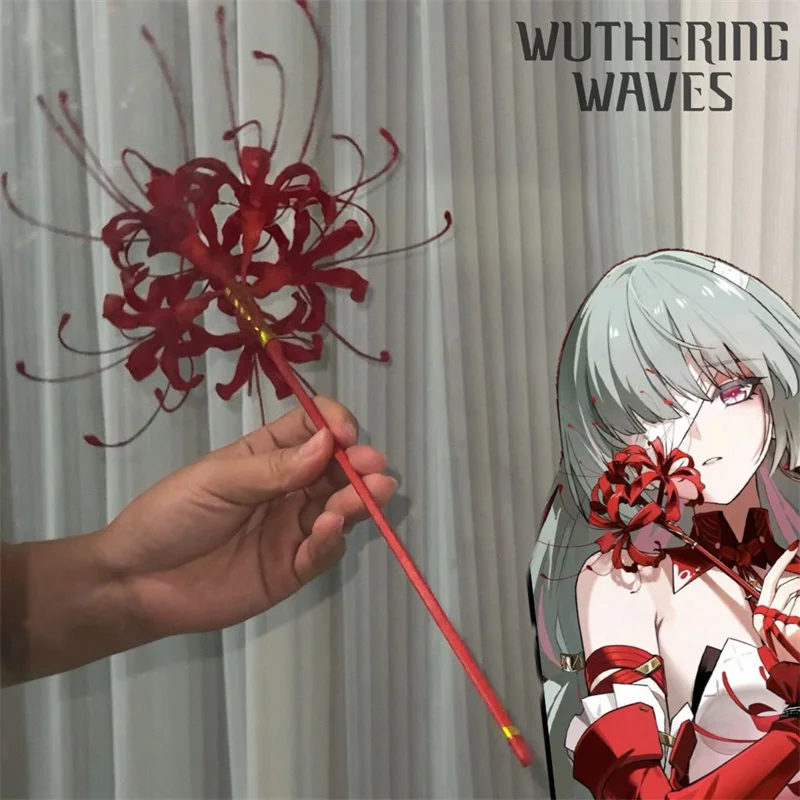 Game Wuthering Waves Phrolova Cosplay Artificial Flower Hand Prop Handmade Red Spider Lily Flowers Halloween Role Play Weaponry