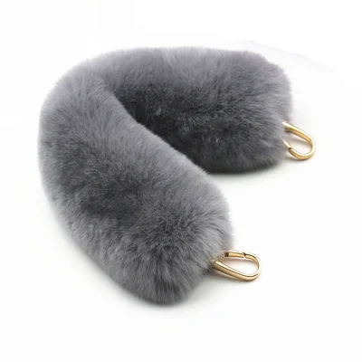 25cm Replacement Bag Strap Genuine Real Rabbit Fur Handbag Shoulder Straps Handle For Women Purse Belts Winter Accessories R48