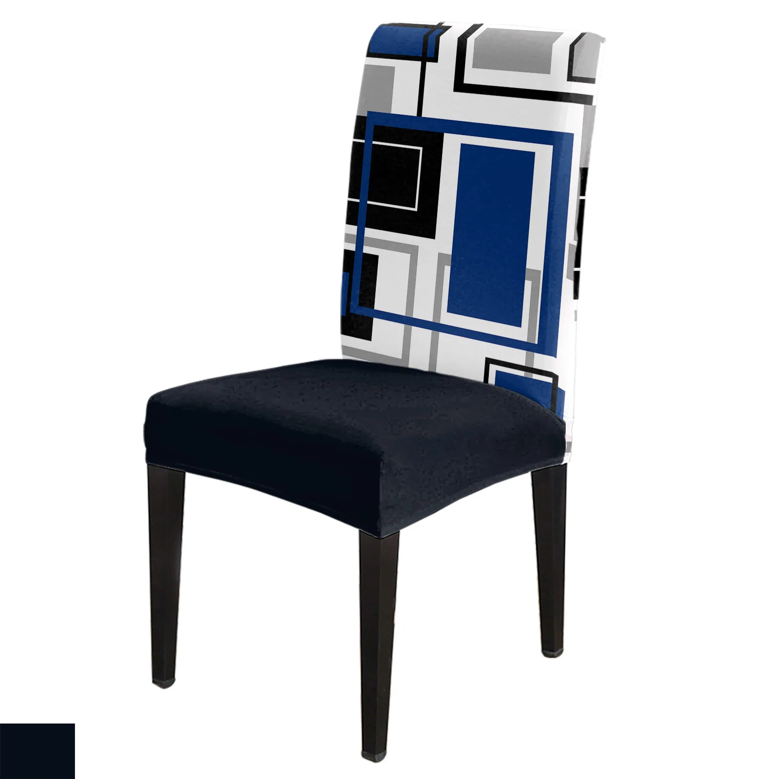 

Abstract Geometry Squares Modern Art Blue Chair Cover Dining Spandex Stretch Seat Covers Home Office Decor Desk Chair Case Set