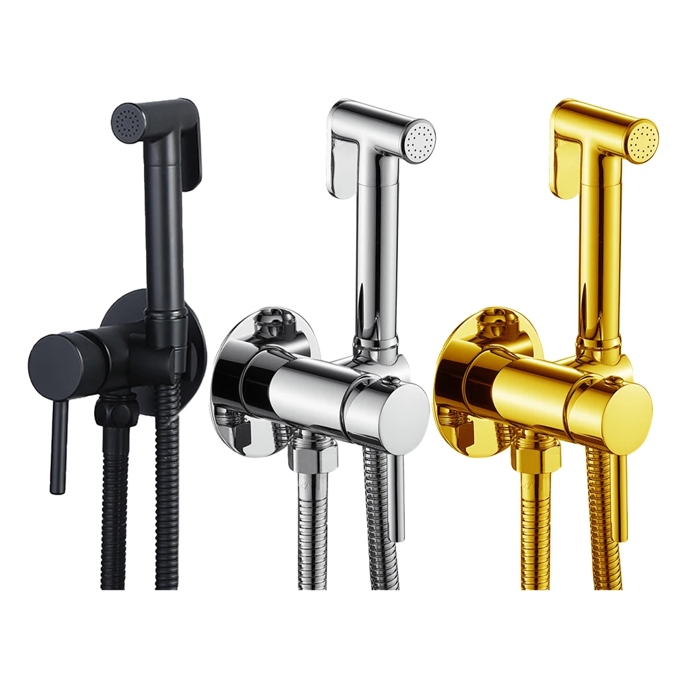 Adjustable Pressure Bidet Sprayer Pet Cleaning Zinc Alloy Material Adjustable Water Pressure Sprayer Cleaner Black