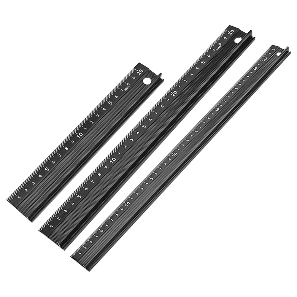 Aluminum Alloy Protective Ruler Non Slip Straight Ruler Woodworking Cutting Tool