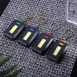 COB LED Flashlight Key Ring Outdoor Sports Portable Emergency Light Camping Hiking Light Lamp Outdoor Tool