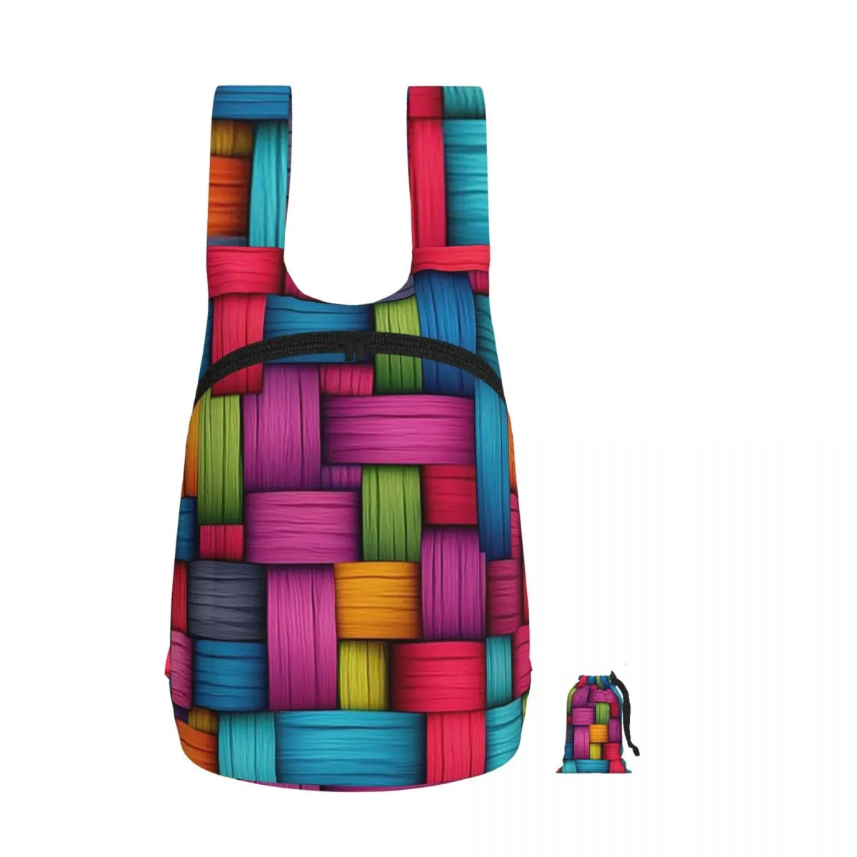 

Multicolored Woven Wood Texture Seamless Backpack Student Storage BookBag Children School Bag Computer Shoulder Bags Men Women