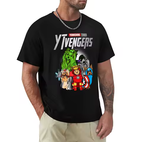 Yorkshire Terrier Longhair, YTVENGERS Assemble T-Shirt graphics funny meme t-shirts cute clothes shirts men